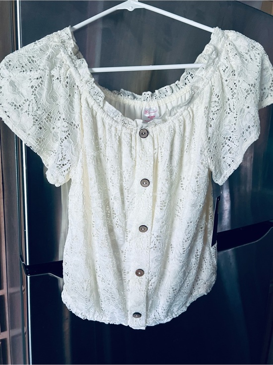 GAP Other - GAP Cream Lace Button-Front Off-Shoulder Blouse